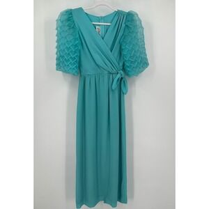 Miss Elliette Womens Vintage 60s Maxi Dress Sz 6 Romantic Chiffon Ruffle Goddess